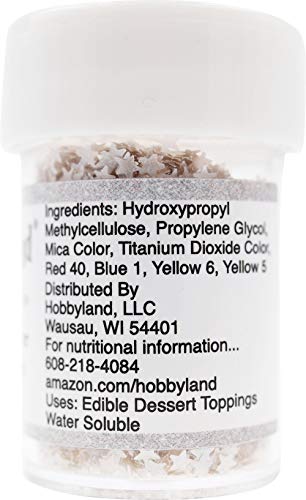 Hobbyland Edible Sprinkles (Metallic Silver Glitter Stars, 4.5g)