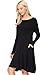 Annabelle Women's Scoop Neck Long Sleeve A-line Midi Pocket Swing Dresses