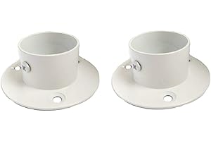 NELXULAS Stainless Steel Heavy Duty Closet Rod Holder,Shower Curtain Rod End Supports Socket,Flange Rod Holder Closet Pole,Adjustable Tightness Easy Installation (2 INCH, White)