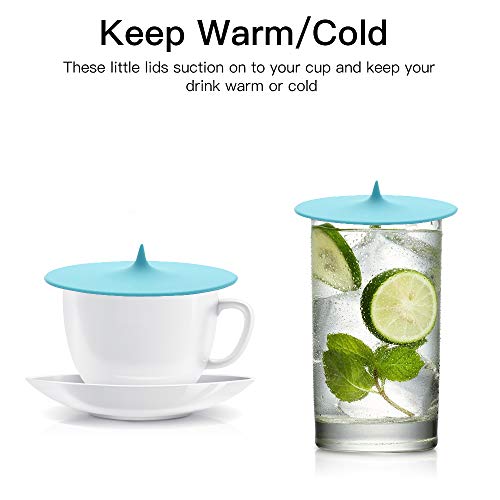 Food Grade Silicone Cup Lids, IPHOX Creative Water droplet design Mug Cover [Set of 6] Anti-dust, Airtight Seal, Silicone Drink Cup Lids, Hot Cup Lids (Lids-Droplet) - Thumbnail 5