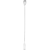 Restaurantware-Bar Lux 16 Inch Bar Spoon, 1 Fork Tip Cocktail Stirrer Spoon - Long, Commercial, Stainless Steel Cocktail Mixing Spoon, For Stirring And Mixing For Professionals