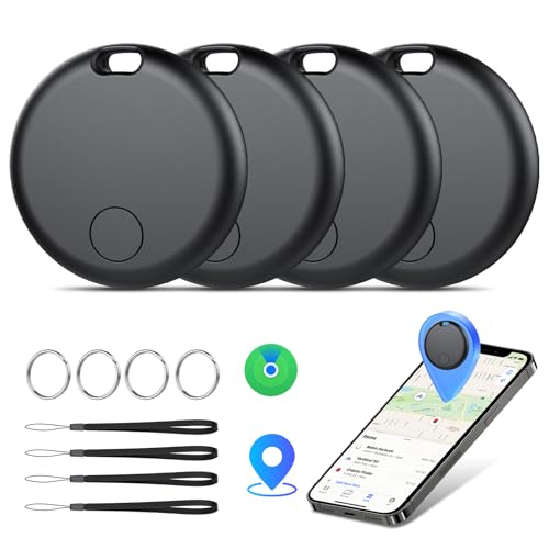 Smart Tracker Tags 4 Pezzi, Funziona con Apple Dov'è (Solo iOS), Localizzatore Bluetooth Trova Oggetti 365 Giorni, Batteria Sostituibile, Impermeabile IP67, Chiavi/Portafoglio/Bagagli/Valigie