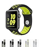 Vitech Soft Silicone Nike+ Sport Style Replacement Strap band for Apple Wrist Watch Series 1 Series 2 (42mm M/L Black/Volt)