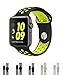 Apple Watch Band - Vitech Soft Silicone Nike+ Sport Style Replacement iWatch Strap band for Apple Wrist Watch Series 1 Series 2 (42mm Black/Volt)