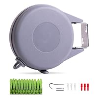 Drynatural Retractable Clothesline Indoor Outdoor Wall Mounted Clothes Dryer with Adjustable Rope String 49ft Long Single Washing Line