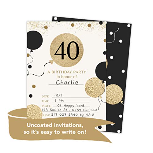 40th-Birthday-Style-1-Happy-Birthday-Invitations-Invite-Cards-10-Count-With-Envelopes-Boys-Girls-Kids-Party-10ct