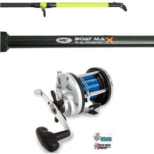 Boat Fishing Rod 6ft 2pc 25lb + New Large Multiplier JD 500 Reel Sea Fishing by oak