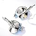 Neoglory Jewelry Platinum Plated Big Bold Blue Crystal with Delicate Flower Tear Hoop Earrings Women Jewelry Gift