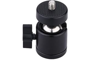 AKOAK 1/4" Swivel Mini Ball Head Screw Tripod Mount for DSLR Camera Camcorder Light Bracket, Pack of 1