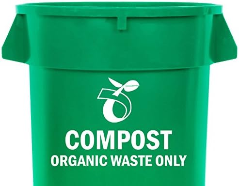 Compost Organic Waste Only Sign Recycle PERMANENT Vinyl Decal Sticker For Laptop Tablet Helmet Windows Wall Decor Car Truck Motorcycle - Size (12 Inch / 30 Cm Wide) - Color (Gloss White)