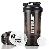 BOTTLED JOY Protein Shaker Bottle 20 oz Shake Mixer Bottle with Storage, 600ml Gym Water Bottle Mixer for Quick Easy Nutrition Supplement