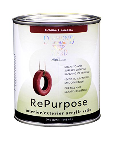 Majic Paints 8-9406-2 Diamond Hard Interior/Exterior Satin Paint, RePurpose your Furniture, Cabinets, Glass, Metal, Tile, Wood and More, Sangria Red, 1-Quart