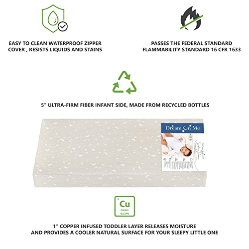 Dream On Me Sparkling Dreams 2 in 1 Infant and Toddler Bed Mattress