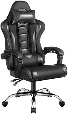 Cadeira gaming com massageador Cadeira ergonómica de escritório preta