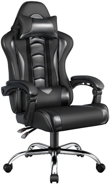 Cadeira gaming com massageador Cadeira ergonómica de escritório preta