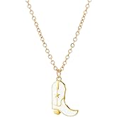 Dreuyet Cowboy Boot Necklace for Women 14K Gold Western Cowgirl Country Necklace Disco Cowgirl Western Necklaces Cowboy Hat Pendant Necklace Western Style Jewelry