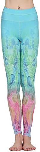 Jescakoo Lady's Printed Wide Waistband High Compression Workout Yoga Leggings
