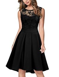 Vestido de fiesta de dama de honor sin mangas con encaje floral vintage de Miusol para mujer