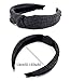 STHUAHE Pack of 3 Women Wide Stripes Cloth Cross Knot Hair Hoop Hairband Headband Hair Accessories (black Darkgrey Deepblue)