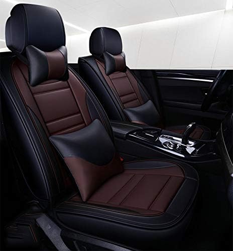 Leather Car Seat Cover,Before And After5 Car Seat Covers Full Set with All-Inclusive Wear-Resistant Four Seasons Universal Car Seat Cushion,brown