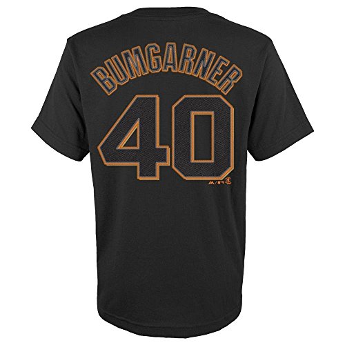 Majestic Madison Bumgarner Youth San Francisco Giants Black Name and Number Jersey T-Shirt (X-Large)