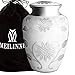 Cremation Urn for Human Ashes Adult Large, Funeral Urn for Men and Women - Brass Hand Engraved - Display Burial at Home or in Niche at Columbarium (White Rose Urn for Ashes Mother /Father