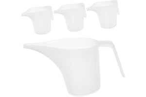 FELTECHELECTR 4pcs 1l Plastic Measuring Cups Long Spout for Baking and Plant Watering, Precision Scale Marked Funnels for Pou