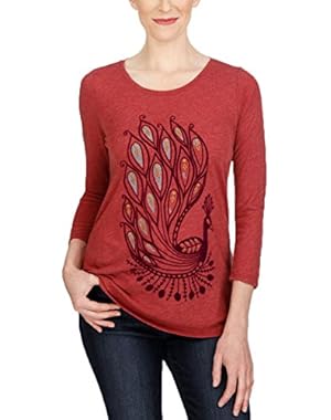 Womens Modal Blend Graphic T-Shirt Red XS