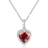 Love Heart Necklace Birthstone Swarovski Elements Diamond Pendant Necklace for Girlfriend Sterling Silver