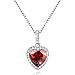 Love Heart Necklace Created January Birthstone Necklace Jewelry Simulated Garnet Sterling Silver Necklace Gifts for Mom