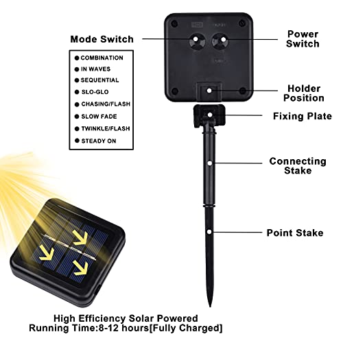 Solar String Lights Outdoor Waterproof, Solar Fairy Lights with 8-Lighting Modes, Cooper Wire PVC Covered, Decoractive Lights for Garden Party Wedding Christmas (2-Pack, 200-LED, 72ft, Warm White)