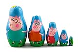 Matryoshka Matrioska Babuska Russian Nesting Wooden Doll Peppa Pig Matryoshika Babushka 5 Pcs Stacking Hand Painting Beautiful Nested Craft Matriosjka Matrioska Matreshka Matrjoska Matroeska