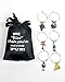 Cork & Leaf Wine Glass Charms, Drink Markers - Set of 6 with Sateen Storage Bag