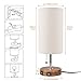 Hong-in USB Table Lamp with Dual USB Port, Solid Wood Desk Lamp, Minimalist Design Nightstand Lamp with Fabric Shade USB Charging Port for Bedroom, Living Room, Coffee Table (Bulb not Included)