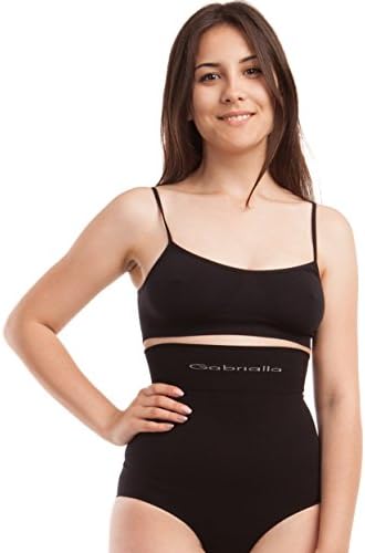 Gabrialla BSM-710 Seamless Milk Fiber Body Shaping High Waist Support Briefs, Black, Small