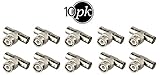 BNC Splitter (10 Pack) BNC Male Connector to BNC Double Female (T-Shape) Adaptor, for CCTV