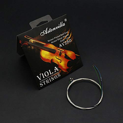 Viola String Strings Full Set (E-A-D-G) Steel Core Nickel-Silver Wound with Nickel-plated Ball End for 14"-16" Violas