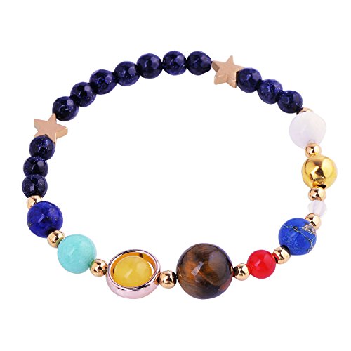 Handmade Solar System Bracelet Universe Galaxy The Nine Planets Guardian Star Natural Stone Beads Bracelets Bangles for Gift