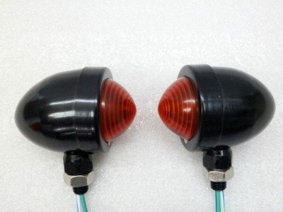DLLL 2pcs Bullet Motorcycle Orange Bulb Turn Signals Lights Indicators fits for Harley Cafe,Honda,Yamaha,Suziki,Kawasaki,Ducati,Ktm,Bmw Harley and Most Motorcycles with 10mm Hole fairing (Black/Red)