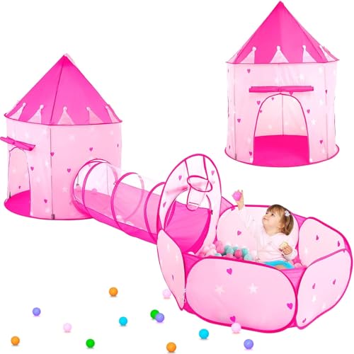 Purple 3 in 1 Kids Play Tent With Tunnel