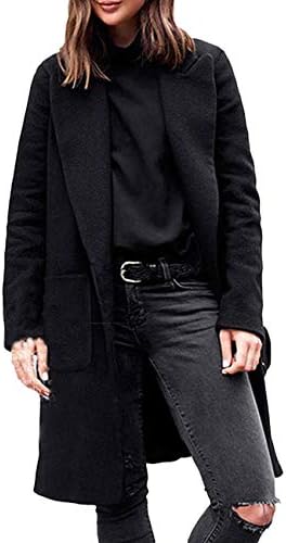 Sematomala Women's Double Breasted Wool-Blend Pea Coat Winter Mid-Long Long Sleeve Lapel Fit Flare Overcoat