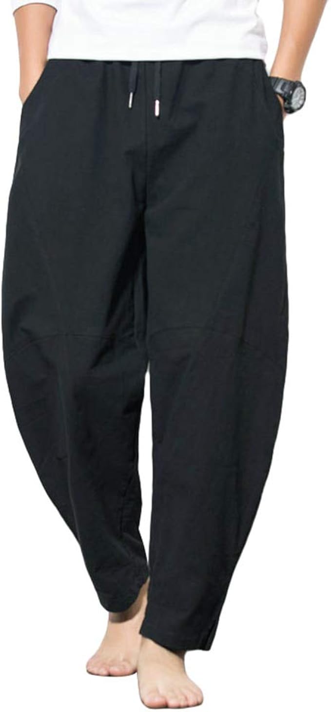 mens baggy linen trousers uk