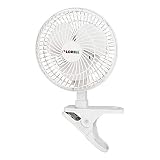 LORELL 6" Clip-On Fan,2-Speed,5' Cord,8"x6"x9-1/2",White