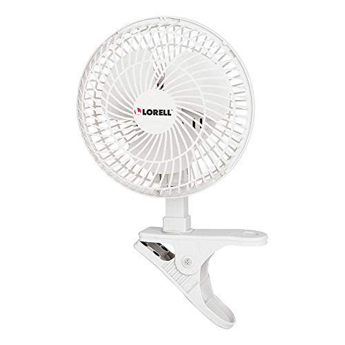 LORELL 6" Clip-On Fan,2-Speed,5' Cord,8"x6"x9-1/2",White