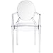 EdgeMod Burton Arm Plastic Dining and Patio Ghost Chair, Stackable, Fully Assembled, Suitable for Indoor & Outdoor, Clear (Set of 2)