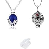 YouU 2 Pcs The Vampire Diaries Elena Gilbert Opening Vervain Locket Pendant Necklace and Daywalking Katherine Necklace Pendant Charm Necklace-Royal Blue with Transparent Box