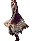 OURS Ethnic Floral Retro Fringe Tassel Long Chiffon Cardigan Blouse Shirt Cover Up (L)