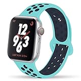 YC YANCH Greatou Compatible for Apple Watch Band, Silicone Sport Band Replacement Wrist Strap Compatible for iWatch Series 5/4/3/2/1,Nike+,Sport,Edition,38mm 40mm S/M,Turquoise Midnightblue