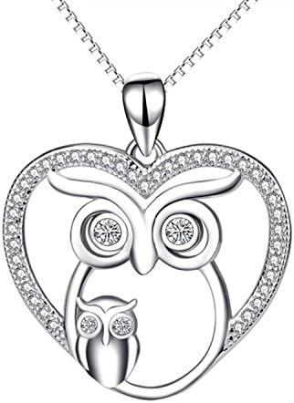 925スターリングシルバーネックレスczクリスタルmom 永遠の定番 Baby夜フクロウ動物チェーンペンダント