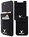 Phone Card Holder Stick On Phone Wallet, Stick On Wallet for Phone Case Back of Phone Card Holder for iPhone & Cell Phones (Black + Black)